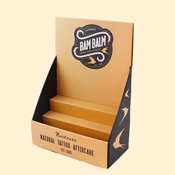 Counter display boxes for showcasing products at checkout