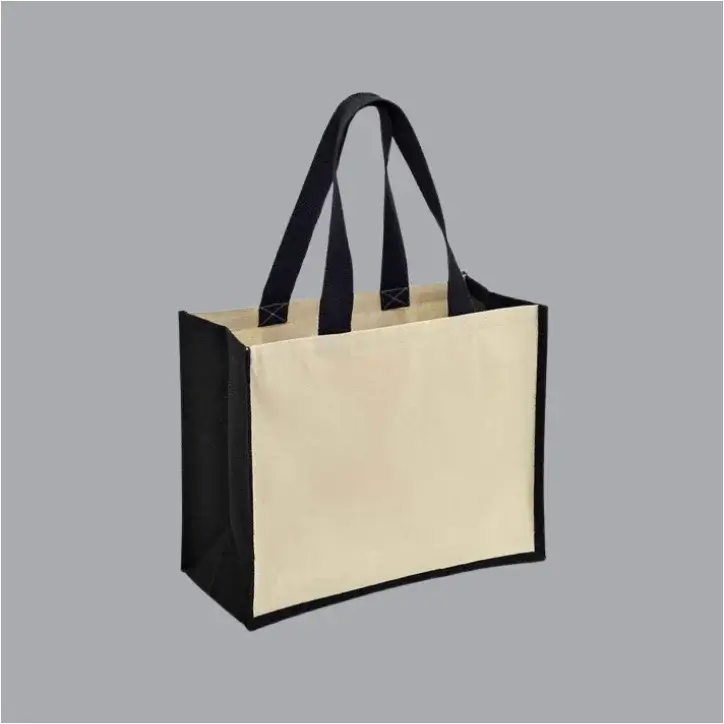 Natural beige cotton canvas tote bag with reinforced handles