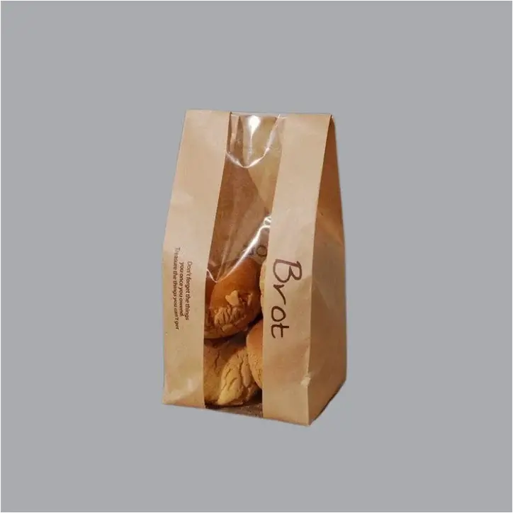 Grease-resistant paper bakery bag with clear window