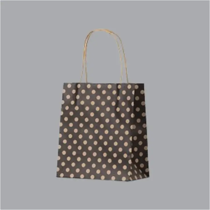 Minimalist matte black paper bag with cotton handles