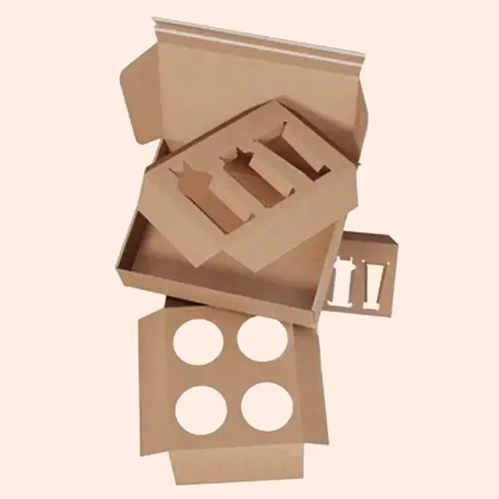 Precision-cut cardboard partitions with custom punch-holes for product stability