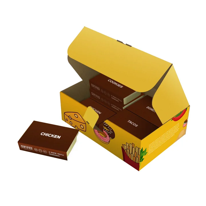 Meal kit boxes for organized food delivery packaging