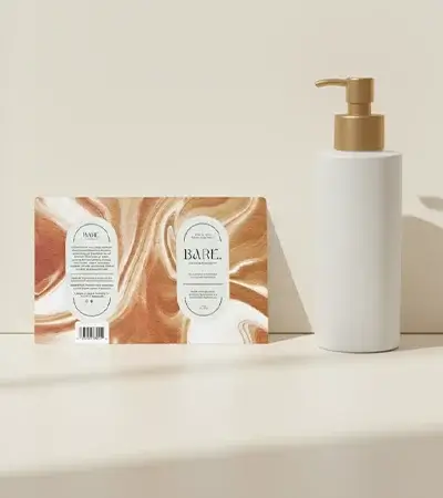 Product label with branding and information